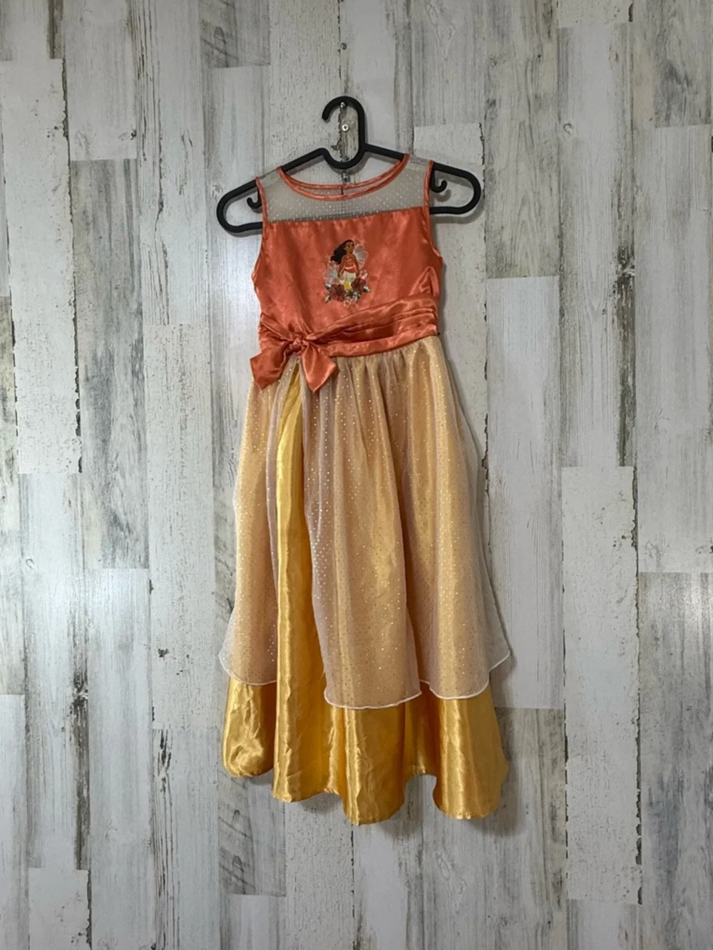 Moana Inspired Costume Dress Gold Orange Satin - Picture 8 of 15